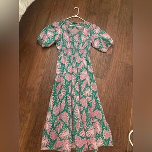 Floral Pink and Green Maxi Dress